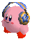animated 3D model of kirby wearing headphones and jamming to music